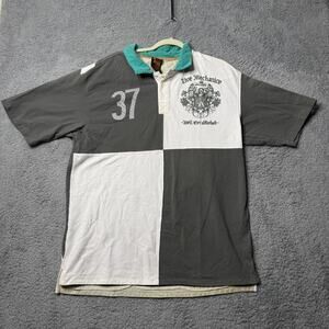 Live Mechanics Polo Shirt Men's 2XL White and Green Checkered Short Sleeve